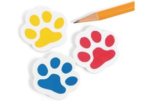 cama24com Bunte Pfoten Radiergummis 12 Stück Mitgebsel Kindergeburtstag Partytüten mit Palandi® Sticker