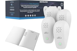 BENGUOO Ahuyentador de Ratas 4 Piezas, Repelente Ultrasónico de Plagas Interior, Auyentadores de Ratones Potente Ahuyenta Mosquitos Ultrasonidos Cucarachas Anti Arañas Hormigas para Casa Oficina