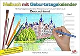 Image de Malbuch mit Geburtstagskalender aus Deutschland: 16 handgezeichnete Motive zum Ausmalen, für Erwach
