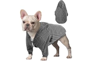 meioro Zipper Hooded Dog Sweater Pet Clothing Dog Cat Clothes Cute Pet Clothing Warm Hooded Winter Warm Puppy French Bulldog Pug (M, Grey)