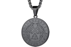 FaithHeart Wikinger Keltischer Knot Kette für Damen Herren Viking Krähe Anhänger Wikinger Amulett mit Rune Symbol für Geburtstag Vatertag