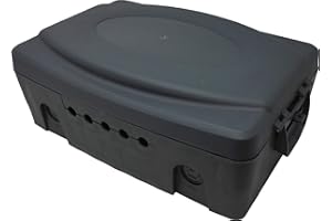 POLY POOL - PP2605 Scatola Impermeabile Elettrica da Esterno Nera - Scatola Copri Ciabatta Elettrica Alimentatore Prese Timer - Scatola Impermeabile Protezione con Fori per Installazione a Parete