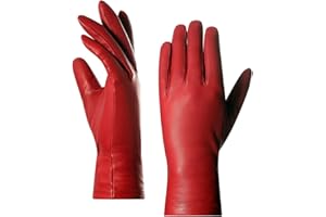 Harssidanzar Gants en cuir nappa italien pour femme, doublure cachemire finition vintage