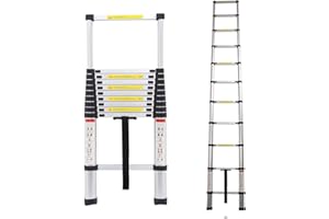 HUINI Escabeau télescopique en aluminium - Échelle multiusage - Antidérapante - Robuste - 150 kg - Charge maximale :