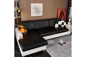 SJH Luxuriöser Kunstleder-Sofabezug für 2-, 3-, 4-Sitzer, wasserdicht, dehnbarer Ecksitzbezug mit Gummizug, Couchschutz, Möbelschutz für Haustiere und Kinder