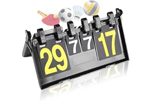 WishesMar 4-Stellig Tragbare Flip Anzeigetafel 4 Ziffern Kerbe Zähltafel Wettkämpfe Sportanzeigetafel Punktetafel Punktezähler für Badminton Volleyball Tischtennis Fußball Boxen #A