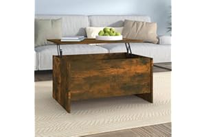 homiuse Mesa de Centro Elevable 80x55,5x41,5 cm Mesa Auxiliar para Salon Mesa de Té Gran Almacenaje Mesita de Salón Mesita de Sofá Muebles de Salon Mesa de Café Roble Ahumado Madera Contrachapada