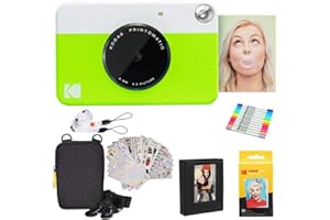 KODAK Printomatic Sofortbildkamera (Grün) Geschenkpaket + Zinkpapier (20 Blatt) + Etui + 7 Aufklebersets + Marker + Fotoalbum