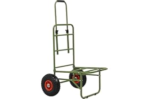 Oxbridge Folding Pike Carp Fishing Trolley Heavy Duty Seat Box Barrow, Green