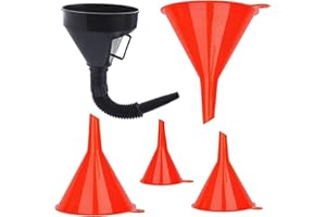 XINSHENG Embudo universal set, 1 embudo de plástico negro para motor de gasolina con boquilla flexible extensible para motocicletas de coche, 4 mini embudo de relleno para cocina o taller, embudo de aceite