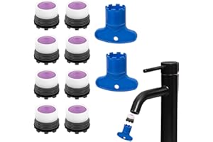 LACHT 8 Stück Wasserhahn Sieb Set, Strahlregler M16.5,Perlatoren für Wasserhähne,M16.5 für Perlator mit 2 Mischdüsenschlüssel, Kunststoff Wasserhahn Siebeinsatz, Wasserhahn Belüfter für Bad