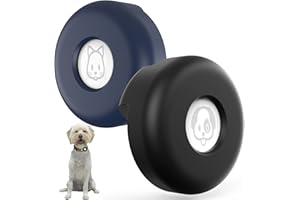 SUPMEGA Support AirTag pour Collier de Chien, [Glisser sur Le Collier] [Non Pendant] étui de Protection Compact en Silicone AirTag pour Collier de Chat, Compatible avec AirTag (2 pièces, Noir+Bleu)