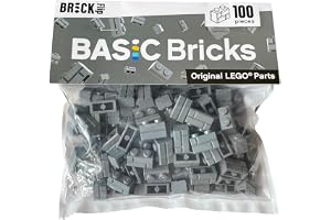 LEGO murstenar grå 1 x 2 (100 stycken) – enskilda stenar för din vägg, Bluish Grey byggstenar för din stad