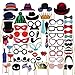 Produktbild 58 Stücks Fotorequisiten Fotoaccessoires Lustige DIY Photo Booth Requisiten Set Foto Props Dekorationen Requisiten Zubehör mit bunten Brillen, Lippen,Krone Schnurrbart, Hüte für Hochzeit, Geburtstag, Party