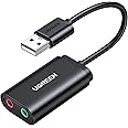 UGREEN Externe USB Soundkarte Klinke Adapter für Computer, PS5, PS4, USB Audio Stereo Adapter External Sound Card (Schwarz)