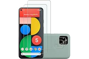 Vuciya [Zestaw 2 + 2 x folia ze szkła hartowanego do Google Pixel 5 5G, twardość 9H, odporna na zarysowania, pęcherzyki powietrza, przezroczysta ochrona wyświetlacza HD, folia ochronna na aparat, do