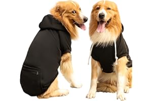 Oslueidy Sweats à Capuche pour Chien, vêtements pour Animaux de Compagnie Manteau d'hiver Pull Chaud pour Chien Habit de Neige pour Chiot Petit Moyen Grand Chien (3XL, Noir)