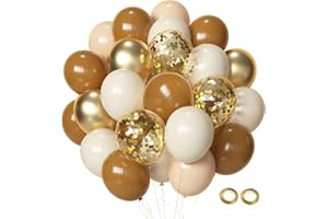 Ballon Beige et Marron Abricot Or Sipeayan 50pièces 30cm Ballon Hélium Café Marron Abricot Crème Blanc Dorè Confettis Ballons de Baudruche pour Anniversaire Mariage Baby Shower Party Décoration