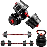 JUPPLIES 2 in 1 Adjustable Dumbbell Set | 22 lbs 20 kg 35 kg | Dumbbell Kit with Adjustable and Non-Slip Straight Bar - Dumbb