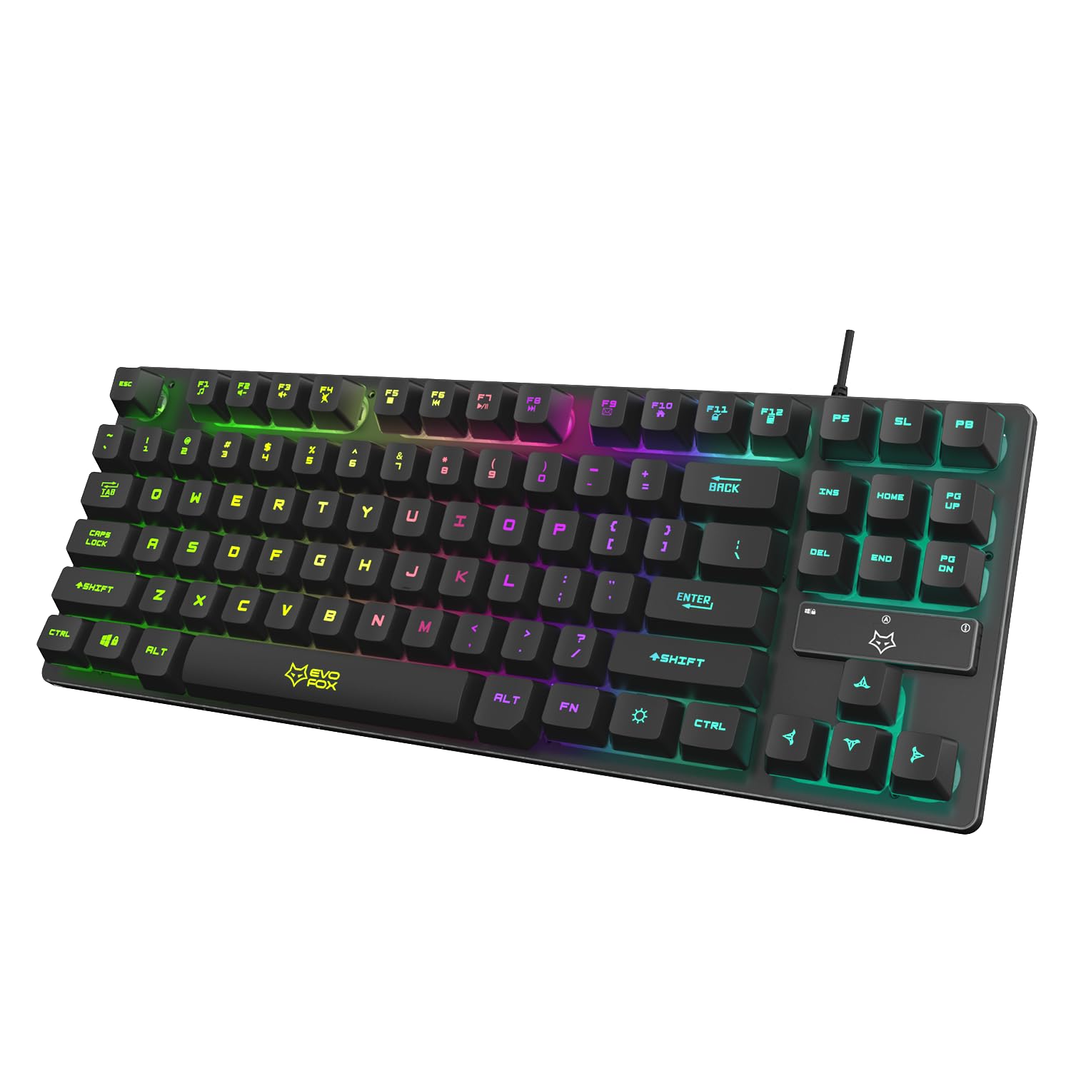 EvoFox Fireblade Wired TKL Gaming Keyboard with Breathing Effect |Backlit Keyboard Membrane, Mixed Color Lighting, Floating K