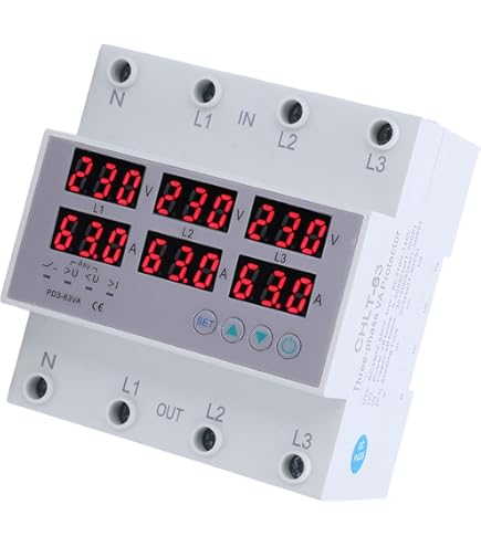 3-fasen DIN-rail Ampèremeter Met Digitaal Display - Meet Tot 100A