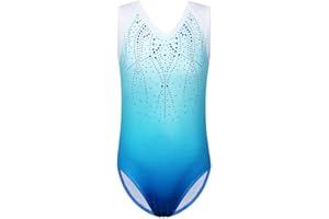 ZNYUNE Dziewczęcy trykot gimnastyka taniec wielokolorowy nadruk bez rękawów dla 3-12 lat