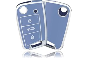 OFFCURVE Autoschlüssel Hülle Schlüsselhülle, Schlüsseltasche Autoschlüssel Schutzhülle TPU Schlüsselgehäuse 3 Tasten für VW Volkswagen Golf 7 Variant Polo Tiguan Seat Leon Cupra Skoda Octavia Superb