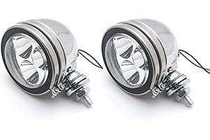 ZXBF Additionnels Lampes Moto Chrome métal Retro LED Passage du Phare de Phare de Phare de Brouillard for Cafe Racer B-O-B-B-E-R C-H-O-P-P-P-R Custom (Color : 2 Pcs Fog Light)