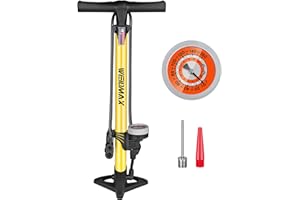 Bike Pump, WEIDMAX Ergonomic Bike Floor Pump Track Pump Bicycle Tire Air Pump Portable Inflator Pump with Gauge & Smart Valve Head, 160 PSI, Compatible with Universal Presta and Schrader Valve