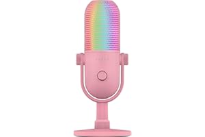 Razer Seiren V3 Chroma - RGB USB-Mikrofon - Supernieren Kondensator-Mikrofon mit Tap-to-Mute (Reaktive Beleuchtung, Digitaler Verstärkungsbegrenzer und integrierter Schockdämpfer) Quartz