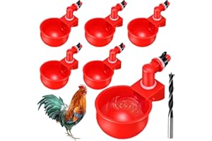 BYFFOER Automatico Bevitore Pollame Kit Abbeveratoio Automatico Acqua Potabile Tazze per Pollame 6 Pezzi