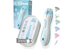 Hello Hippo - Lime à Ongles Électrique Bébé | Sécurité et Hygiène Dès la Naissance | 4 Vitesses & 6 Têtes de Limage | Accessoire de Puériculture Pratique