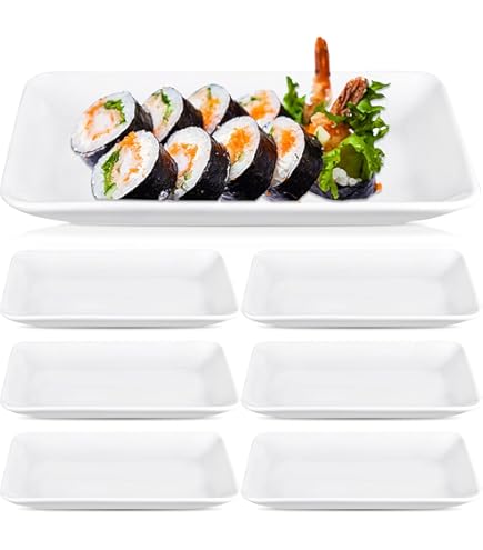 Serveerschaal porselein, 6 stuks taartborden, keramische dessertborden 22,5 x 13,5 cm, serveerborden rechthoekig, serveerborden groot, taartborden porselein, voorgerechtenborden voor dessert, sushi