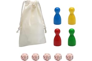 TenaLucy 80 Pièces Figurines en Bois Colorées avec 5 Dés pour Jeux de Société et Jouet