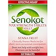 Senokot Max Strength Senna Tablets - 10 Count, Effective Overnight Constipation Relief, Natural Laxative & Stool Softener for Adults, Supports Digestion, Eases Nausea