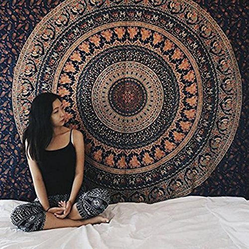 Wandteppich, Dancing Peacock & Elephant Mandala Gobelin, Hippie Wandteppiche, Bohemian Boho Tapisserie, Schlafsaal, Wand Gobelin, Wandteppich für von raajsee - 4