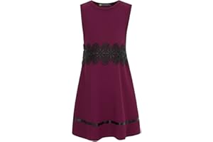 LOTMART Fille sans Manche Lacets Taille Robe Patineuse texturé décontracté soirée Jupe & Cadeau Gratuit Stylo par Colis