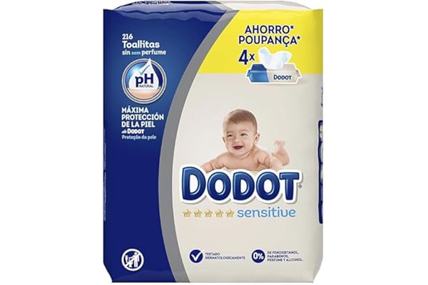 Dodot Toallitas para Bebé Sensitive - Paquete de 4 x 54 Toallitas - Total: 216 Toallitas