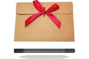 IBRIQO® 30 Sobres Vintage Papel Kraft con Cinta Roja + Rotulador | Sobres Papel Retro-Antiguo | Regalo, Tarjetas Cumpleaños, Invitaciones Boda, Fiestas, Oficina, San Valentine | 17,2 x 12,5 CM (Rojo)