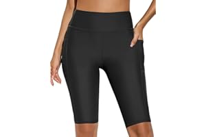 Bsubseach Damskie sportowe szorty na deskę z wysokim stanem strój kąpielowy dolne spodenki kąpielowe