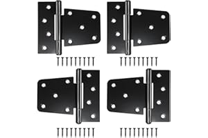 SYULCR 4 piezas Bisagras Puertas Madera Negras, 3.5 Pulgadas Bisagras de Acero al Carbono, Bisagras con Tornillos, Bisagra para Granero de Puerta Resistente para Puertas de Madera de Jardín