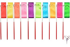 YSTrillion 2M Ruban de Danse,10 Pièces Ruban de Gymnastique Rythmique,Ruban Danse Artistique pour Les Enfants,Ruban Gym pour Enfant Entraînement Spectacle de Talent Danse Artistique(10 Couleurs)