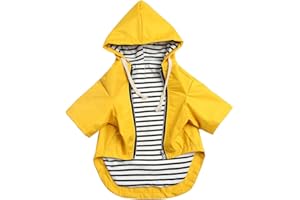 Pethiy - Elegante Chubasquero para Perros – Impermeable para Perro pequeños y medianos con Sombrero y Cremallera,con Botones Reflectantes, Bolsillos, Resistente a la Lluvia y al Agua-Amarillo-XL