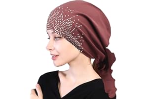 WUERKIYA Kopftuch für Frauen Kopfbedeckung Damen Chemo Kopfbedeckung Im Voraus Gebunden Set Plissiert Headwrap Schals Gap Mütze Damen -Dunkelbraun