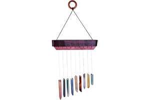 mookaitedecor Mixed Colour Agate Slice Crystal Wind Chime for Bedroom Porch Window Indoor Outdoor Decor, Healing Crystal Wall Art Hanging Ornament Reiki Wind Chime Gift Good Luck Colourful Room Decor