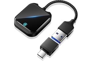 PTGTO 2026 CarPlay Wireless Adapter & Android Auto Wireless Adapter, USB-A/USB-C, iOS 10+/Android 10+ Kompatibel, Plug & Play, Keine Überhitzung, OTA Online Updates