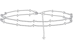 Hifeeled Cavigliera Donna Argento 925 Cavigliera Doppia Catena con Perline Estate Spiaggia Catena Piedi - Anallergica Regolabile |22cm+4|