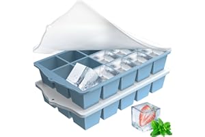 ZUIMENG Eiswürfelform Silikon mit Deckel, Blau 2 Stück Eiswürfel Form Silikonform BPA Frei, Stapelbar Eiswürfelbehälter Eiswürfelformen für Babybrei Cocktail Whiskey Kaffee Eiscreme