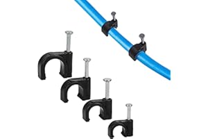 WEQEYENT 400 Pezzi Fermacavo con Chiodo,Clip per cavi Rotondi (6/7/8/10 mm), Fascetta per Cavi in PE, Chiodi Fermacavo per Cavi Ethernet, Telefono, TV, cavo USB (Nero)