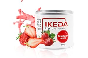 IKEDA SCENTS Ambientadores de Coche | 120g Ambientador Líquido Fresa Aroma | Fuerte Eliminador de Olores | 60 Días Más de Fragancia | Accesorios de Coche para Hombre Mujer | Olor Fresco para Camión Casa Oficina